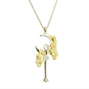 Sterling Silver Necklace 925 Sailor Moon Wand with Flowers.